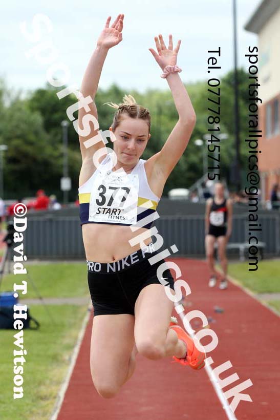Womens under-20s long jump, 2021 Northern Senior and Under-20s Champs., Leigh. Photo: David T. Hewitson/Sports for All Pics